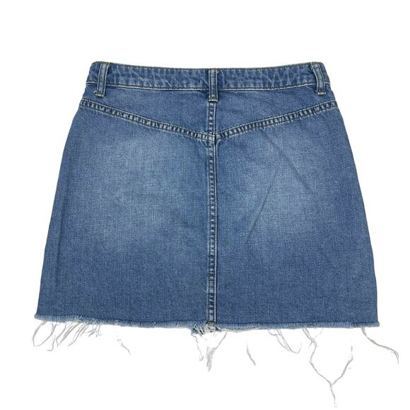 BDG Urban Outfitters Denim Button Front Mini Jean Skirt Size Small Raw Hem - Picture 3 of 7